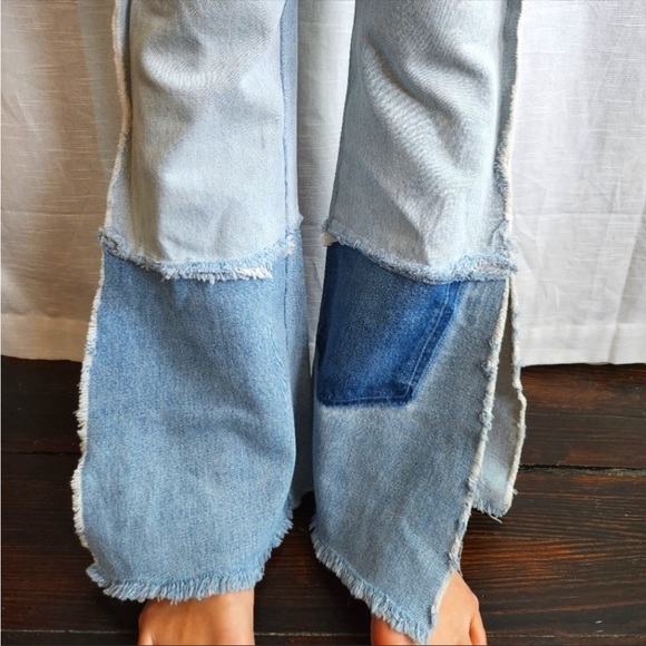 High/low Waisted Patchwork Jeans - Picture 3 of 6